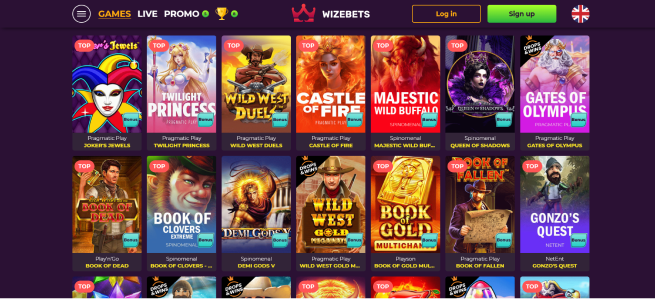 Spelaanbod bij Wizebets casino